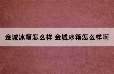 金城冰箱怎么样 金城冰箱怎么样啊